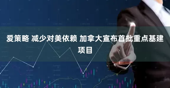爱策略 减少对美依赖 加拿大宣布首批重点基建项目